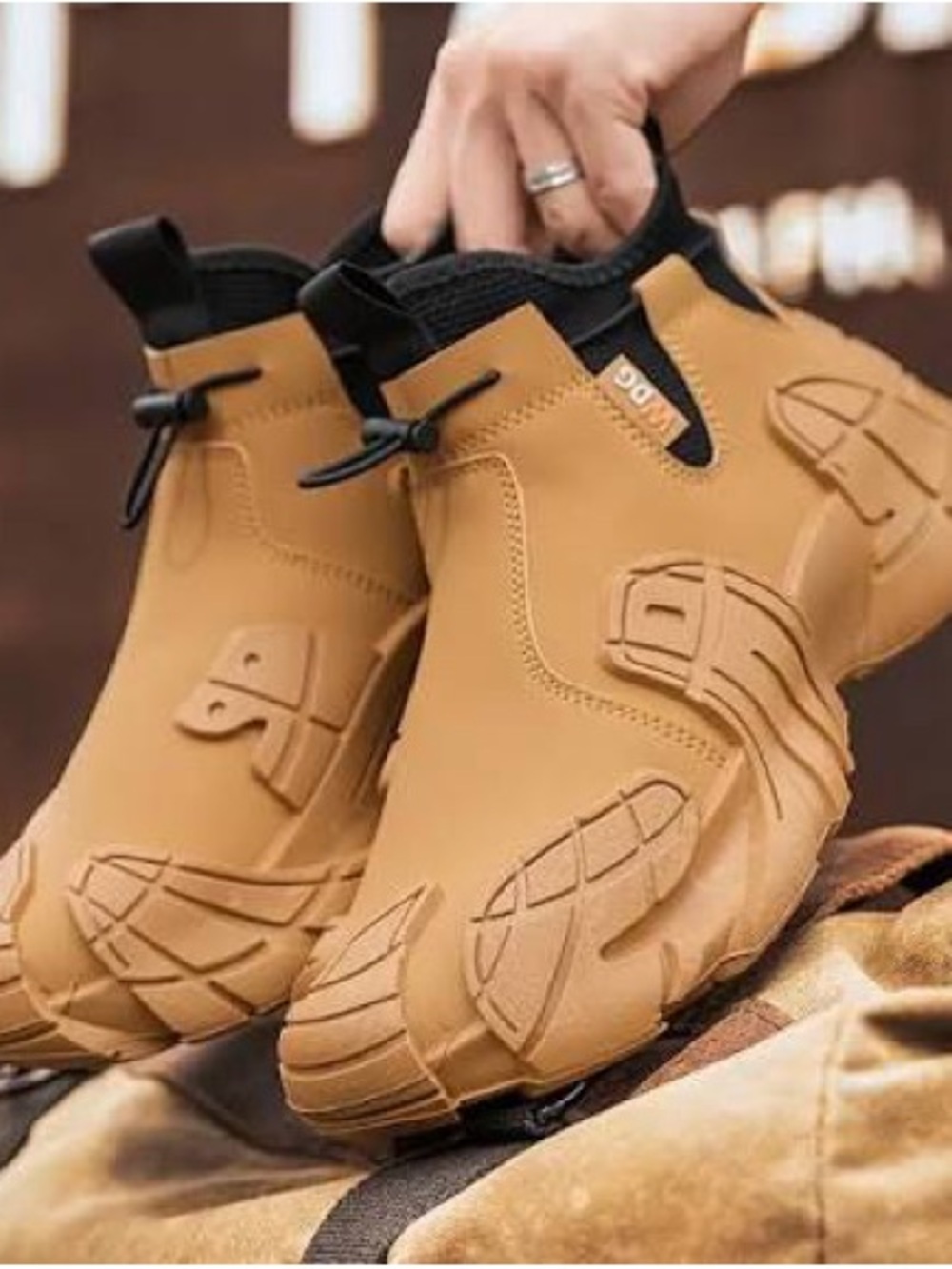 WDG Men's Tan Slip-On Athletic Boots
